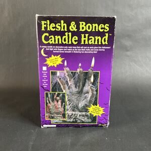 Vintage Flesh & Bones Candle – Skeleton Hand, Magic Blood Drip, Halloween VTG